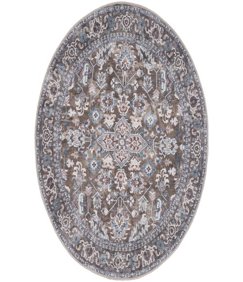 Nicole Curtis Machine Washable Series 1 Olive Ivory SR104 4 ft. Round Rug