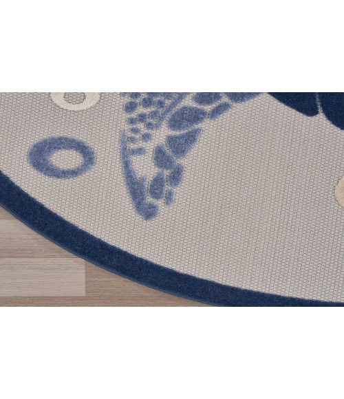 Nourison Aloha Navy Blue ALH27 7’10” Round Rug