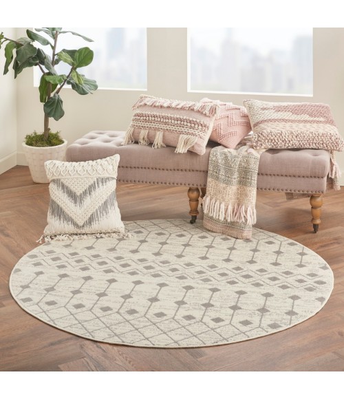 Nourison Grafix Round Area Rug GRF37-Ivory/Grey