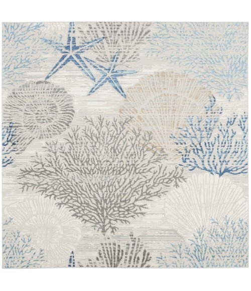 Nourison Seaside Ivory Grey Blue Rug SDS04 8 ft. X Square - Rugs Town Nourison Seaside Ivory Grey Blue SDS04 8 ft. X Square Rug