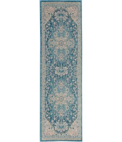 Nourison Tranquil(Traql) - Tra07 Ivory Turquoise Area Rug 2 ft. 3 X 7 ft. 3 Rectangle