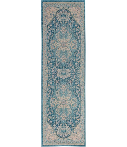 Nourison Tranquil Runner Area Rug TRA07-Ivory/Turquoise