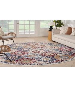 Nourison Grafix Blue Multicolor GRF31 5 ft. 3 in. Round Rug