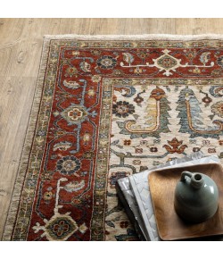 Oriental Weavers Aberdeen 144D1 Ivory/ Red Area Rug 6 ft. 7 in. X 9 ft. 6 in. Rectangle
