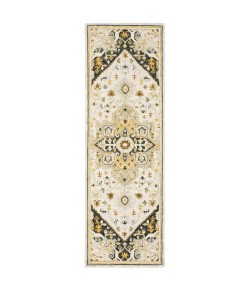 Oriental Weavers Alfresco 28407 Ivory/ Charcoal Area Rug 2 ft. 6 in. X 8 ft. Runner