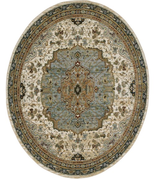 Oriental Weavers ANDORRA 2451b Ivory/Blue Rug 2' 3X8'