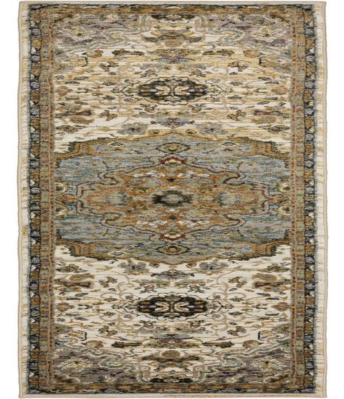 Oriental Weavers ANDORRA 2451b Ivory/Blue Rug 2' 3X8'
