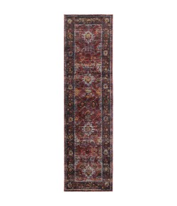 Oriental Weavers Andorra 7153A Red/ Purple Area Rug 2 ft. 6 in. X 12 ft. 0 in. Runner