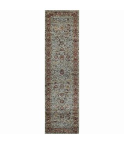 Oriental Weavers Andorra 7155A Blue/ Red Area Rug 2 ft. 6 in. X 12 ft. 0 in. Runner