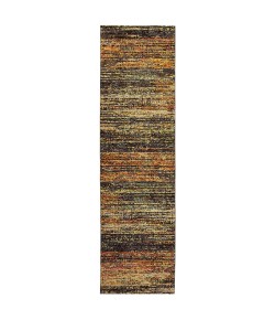 Oriental Weavers Atlas 8037C Gold/ Charcoal Area Rug 2 ft. 6 in. X 12 ft. 0 in. Runner