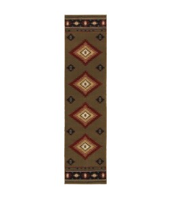 Oriental Weavers Hudson 087J1 Green/ Red Area Rug 1 ft. 10 in. X 7 ft. 6 in. Runner