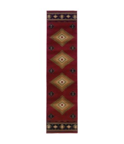 Oriental Weavers Hudson 087K1 Red/ Green Area Rug 1 ft. 10 in. X 7 ft. 6 in. Runner