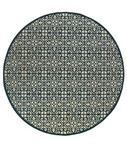 Oriental Weavers Marina 5927B Ivory/ Navy Area Rug 7 ft. 10 in. Round