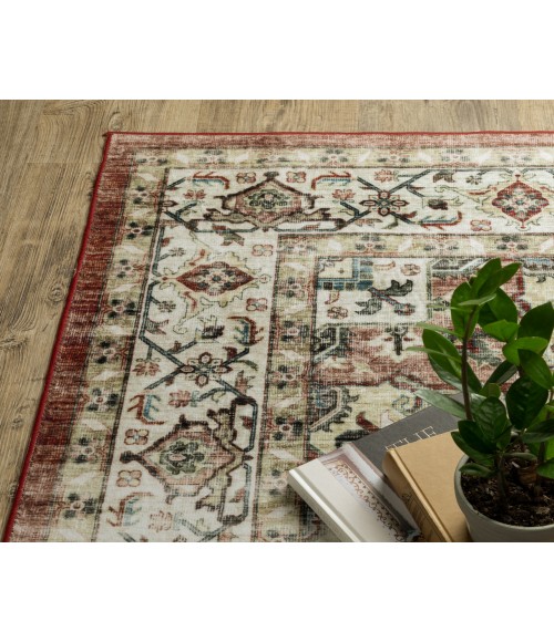 Oriental Weavers SUMTER sum01 Red/Ivory Rug 2'X8'