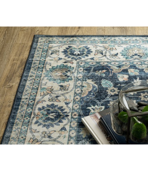 Oriental Weavers SUMTER sum02 Blue/Ivory Rug 2'X8'