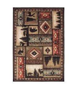 Oriental Weavers Woodlands 1041C Black/ Multi Area Rug 3 ft. 10 in. X 5 ft. 5 in. Rectangle