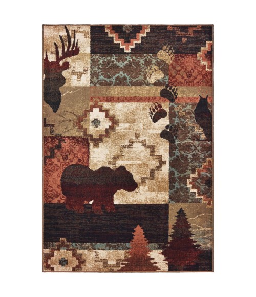 Woodlands Area Rug Oriental Weavers Area Rug Woodlands 9649A Brown 3'10" X 5' 5"