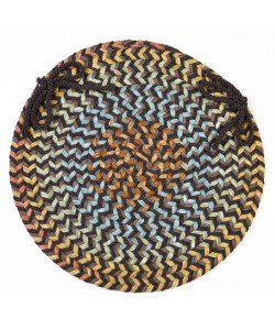 Rhody Cypress Brown Velvet CY37 15 in. X 15 in. Chair Pad Set-of-4 Braided Rug