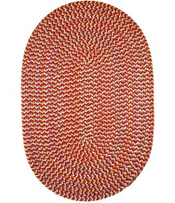 Rhody Cypress Brilliant Red CY47 10 ft. X 13 ft. Oval Braided Rug