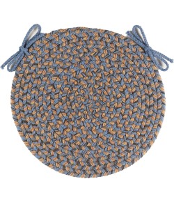 Rhody Camden Denim Blue CD96 15 in. X 15 in. Chair Pad Set-of-4 Braided Rug