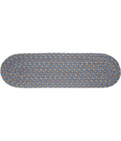 Rhody Easy Living Blue Lake EL93 8 in. X 28 in. Stair Tread Set-of-13 Braided Rug