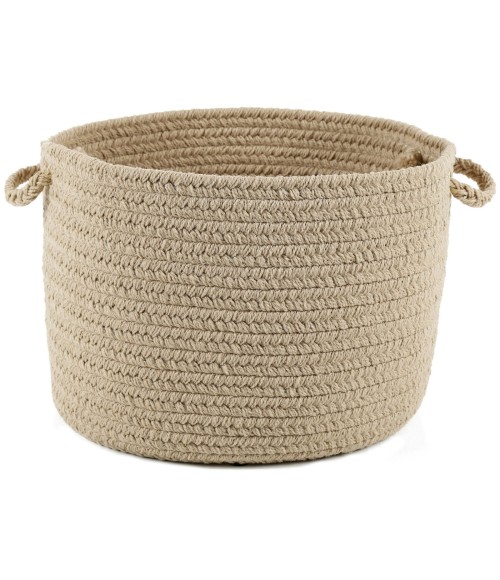 Rhody Happy Braids Solid SandBeige HB03 18 in. X 12 in. Basket Rug
