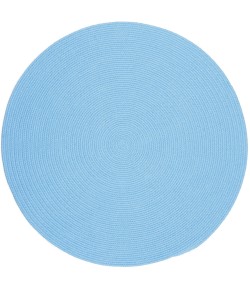 Rhody Happy Braids Solid Aqua Blue HB07 8 ft. X 8 ft. Round Braided Rug