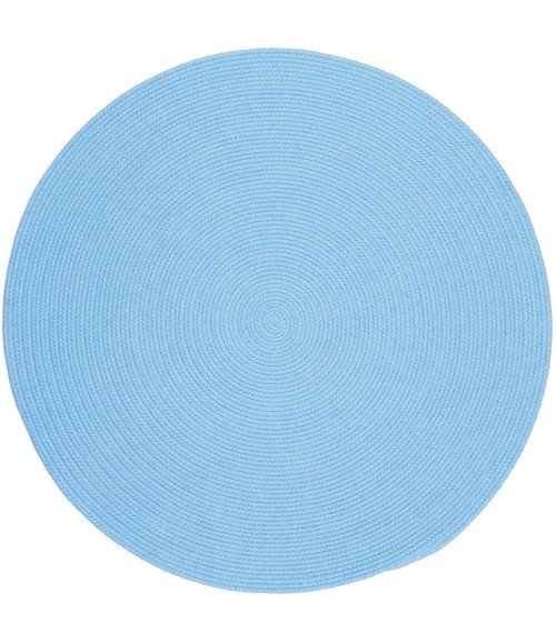 Rhody Happy Braids Solid Aqua Blue HB07 8 ft. X 8 ft. Round Rug