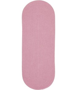 Rhody Happy Braids Solid Pink HB08 2 ft. X 8 ft. Oval Runner Braided Rug