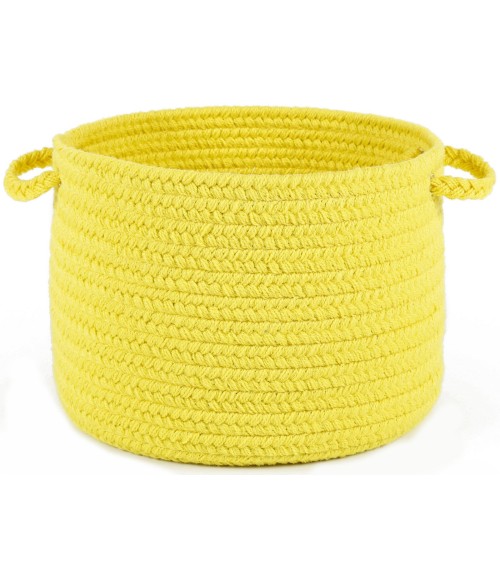 Rhody Happy Braids Solid Yellow HB14 14 in. X 10 in. Basket Rug