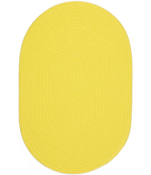 Rhody Happy Braids Solid Yellow HB14 7 ft. X 9 ft. Oval Rug