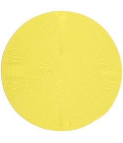 Rhody Happy Braids Solid Yellow HB14 4 ft. X 4 ft. Round Braided Rug