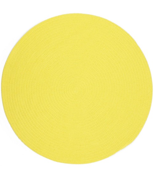Rhody Happy Braids Solid Yellow HB14 4 ft. X 4 ft. Round Rug