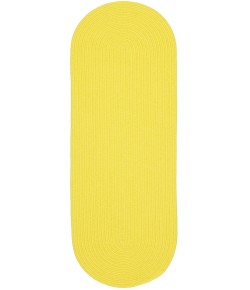 Rhody Happy Braids Solid Yellow HB14 2 ft. X 4 ft. Oval Runner Braided Rug