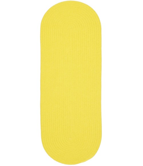 Rhody Happy Braids Solid Yellow HB14 2 ft. X 4 ft. Oval Runner Rug