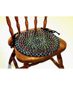 Rhody Katie Navy KA13 15 in. X 15 in. Chair Pad Set-of-4 Braided Rug