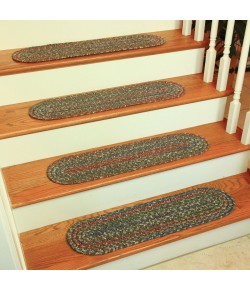 Rhody Katie Dk Taupe KA23 8 in. X 28 in. Stair Tread Set-of-13 Braided Rug