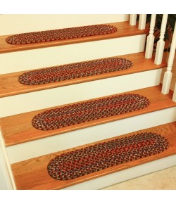Rhody Katie Burgundy KA43 8 in. X 28 in. Stair Tread Set-of-4 Braided Rug