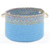 Rhody Kids' Isle Aqua Blue KI07 14 in. X 10 in. Basket Braided Rug