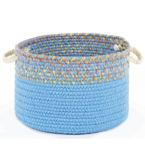 Rhody Kids' Isle Aqua Blue KI07 10 in. X 8 in. Basket Rug