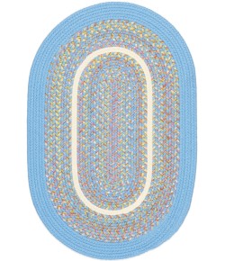 Rhody Kids' Isle Aqua Blue KI07 10 ft. X 13 ft. Oval Braided Rug