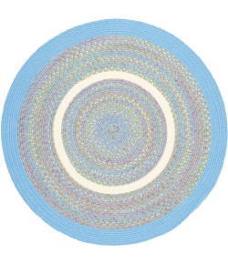 Rhody Kids' Isle Aqua Blue KI07 10 ft. X 10 ft. Round Braided Rug