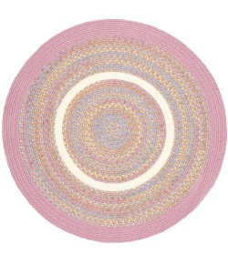 Rhody Kids' Isle Pink KI08 8 ft. X 8 ft. Round Braided Rug