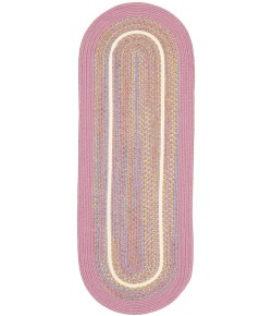 Rhody Kids' Isle Pink KI08 2 ft. X 6 ft. Oval Runner Braided Rug
