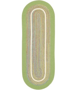 Rhody Kids' Isle Lime KI44 2 ft. X 8 ft. Oval Runner Braided Rug