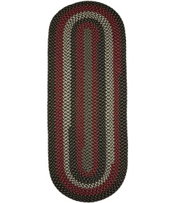 Rhody Manhattan Black Satin MA84 2 ft. X 8 ft. Oval Runner Braided Rug