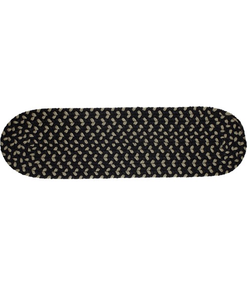 Rhody Manhattan Black Satin MA84 8 in. X 28 in. Stair Tread Set-of-13 Rug