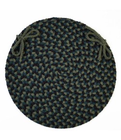 Rhody Mayflower Verdant / Spruce MF23 15 in. X 15 in. Chair Pad Set-of-4 Braided Rug