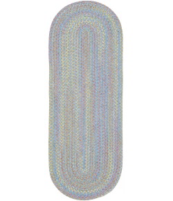 Rhody Playtime Aqua Blue PT07 2 ft. X 4 ft. Oval Runner Braided Rug