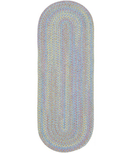 Rhody Playtime Aqua Blue PT07 2 ft. X 4 ft. Oval Runner Rug